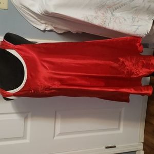 Red satin night gown
